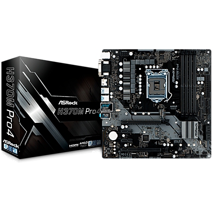 ASROCK Main Board Desktop H370 (S1151, 4xDDR4,2xPCIe x16,2xPCI Ex1, 6 SATA3 ,1x Ultra M.2, GLAN,VGA,DVI,HDMI,USB 3.1 ) mATX retail