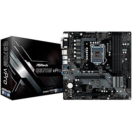 ASROCK Main Board Desktop Q370M (s1151, 4xDDR4,2xPCI 3.0x16, 2xPCI Ex1,SATA III,1xM.2,1xUlraM.2,USB3.0,USB3.1,GLAN,VGA,DVI,HDMI) mATX Retail