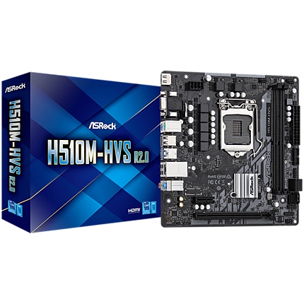 ASROCK Main Board Desktop H510 chipset (S1200, 2x DDR4, 1x PCIe 4.0 x16, 1x PCIe 3.0 x1, 4x SATA3, 4x USB 2.0, 2x USB 3.2, GLAN, 1x VGA, 1x HDMI)mATX, Retail