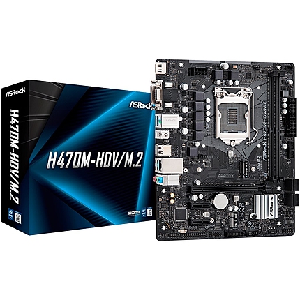 ASROCK Main Board Desktop H470/M2 (S1200, 2xDDR4,1xPCIe x16,1xPCI Ex1, 4 SATA3 ,1xUltra M.2, GLAN,VGA,DVI,HDMI,USB 3.2) mATX retail