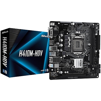 ASROCK Main Board Desktop H410M-HDV (S1200, 2xDDR4,1xPCIe x16,1xPCI Ex1, 4 SATA3 ,GLAN,VGA,DVI,HDMI,USB 3.1 ) mATX retail