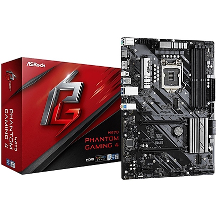 ASROCK Main Board Desktop H470 PHANTOM GAMING 4 (S1200, 4xDDR4,2xPCIe x16,3xPCI Ex1, 6 SATA3 ,2x Ultra M.2, GLAN,DP,HDMI,USB 3.1 ) ATX retail