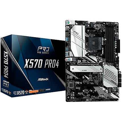 ASROCK Main Board Desktop AM4 X570 (SAM4,4xDDR4,2xPCI 3.0x16, 2xPCI Ex1,SATA III,2xHyper M.2,USB3.2,GLAN, HDMI,DP) ATX Retail