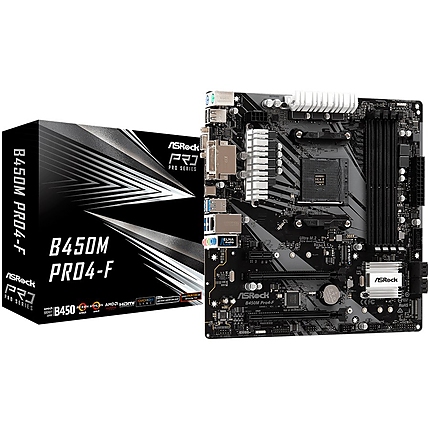 ASROCK Main Board Desktop B450M PRO4-F (SAM4,4xDDR4,1xPCI E 3.0x16,1xPCI E 2.0x16, 1xPCI E 2.0x1, SATA III, Raid, 1xUlraM.2,USB3.0,GLAN, VGA,HDMI,DVI) mATX Retail