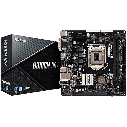 ASROCK Main Board Desktop H310CM-HDV (S1151, 2xDDR4,1xPCIe x16,1xPCI Ex1, 4 SATA3 ,GLAN,VGA,DVI,HDMI,USB 3.1 ) mATX retail