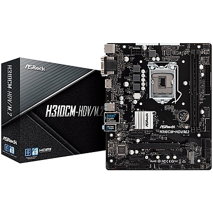 ASROCK Main Board Desktop H310 (S1151, 2xDDR4,1xPCIe x16,2xPCI Ex1, 4 SATA3 ,1xM.2,GLAN,VGA,DVI,HDMI,USB 3.1 ) mATX retail