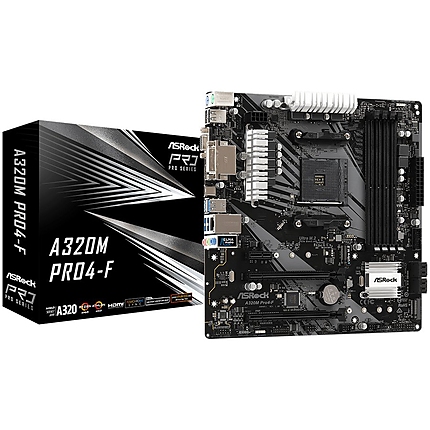 ASROCK Main Board Desktop A320M PRO4-F (AM4, 4xDDR4, 1xPCI-E x1, 1xPCI-E x16, HDMI, DVI-D, D-Sub, 4 SATA3, mATX, retail)