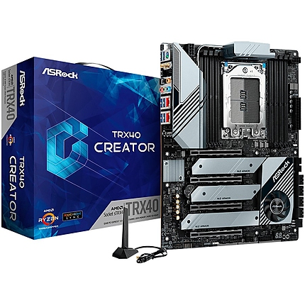 ASROCK Main Board Desktop AM4 TRX40 (sTRX4,8xDDR4,4xPCI 4.0x16, 8xSATA III,M2USB 3.1,2xGLAN) mATX Retail