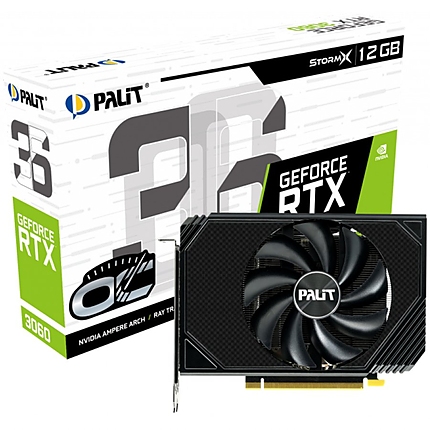 Palit RTX 3060 StormX OC 12GB GDDR6, 192bit, 1xHDMI, 3xDP, PCI-E 4.0, max resolution 7680x4320, recommended Power 550W, NE63060S19K9-190AF.