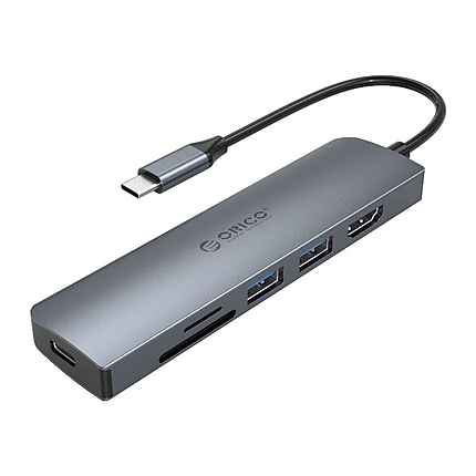 Orico докинг станция Docking Station Type-C Power Distribution 3.0 100W - Card Reader, HDMI, Type-C x 1, USB3.0 x2 -  MC-U601P