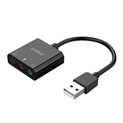 Orico външна звукова карта USB Sound card - Headphones, Mic, 4 PIN headset, Black - SKT3-BK