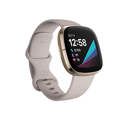 Fitbit Sense, Lunar White Soft Gold Stainless Steel