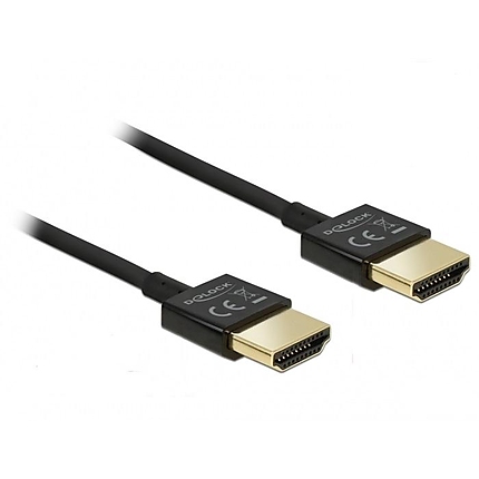 Кабел Delock  HDMI-A мъжко - HDMI-A мъжко,18 Gbit/s, 4K, 2 м, Черен