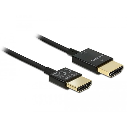 Кабел Delock, HDMI-A мъжко - HDMI-A мъжко, Ethernet, 18 Gbit/s, 4K, 3 м, Черен