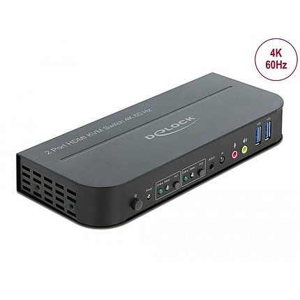 KVM превключвател, Delock 11481, 2-портов, USB, HDMI, Audio