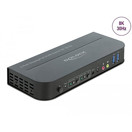 KVM превключвател, Delock 11482, 2-портов, USB, DisplayPort, Audio