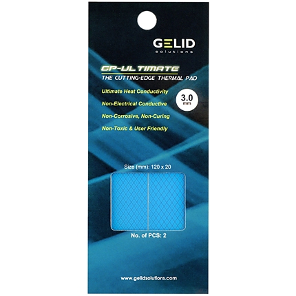 GELID GP-ULTIMATE 120Г—20 THERMAL PAD, Value Pack (2pcs included): 3 mm, Density (g/cm3): 3.2, Size (mm): 120 x 20, Thermal Conductivity (W/mK): 15