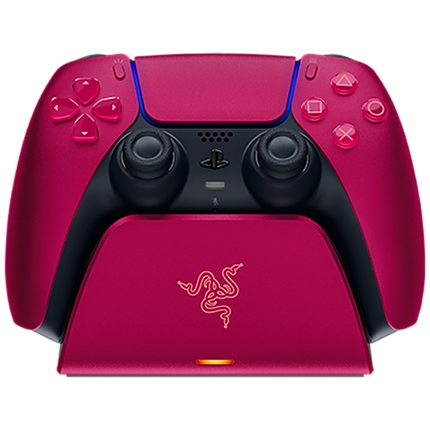 Razer Quick Charging Stand for PS5 - Cosmic Red, Quick Charge, Curved Cradle Design, Matches Your PS5 DualSense Wireless Controller, Powered by USB (Controller not included)