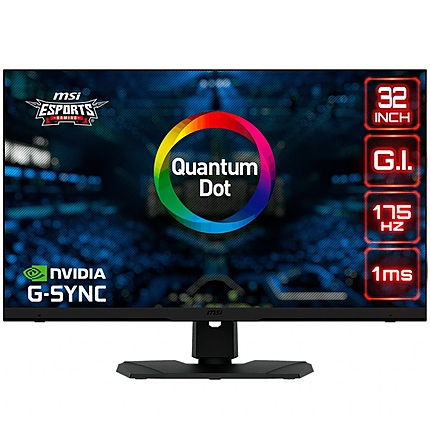 MSI Optix MPG321QRF-QD Gaming Monitor, 32" 175Hz, WQHD (2560 x 1440) 16:9, Rapid IPS Anti-glare, Quantum Dot, 1ms, 400nits, 1000:1, 178°/178°, HDR, G-sync Compatible, 1xDP, 2xHDMI, 1xType-C, 3xUSB 3.2 Type A, 1xEarphone out, Adjustable Stand, 3Y