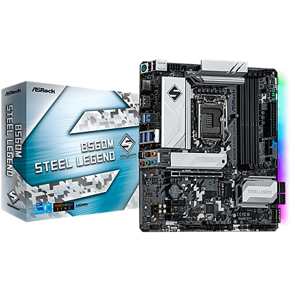 ASROCK Main Board Desktop B560M STEEL LEGEND (S1200, B560, 4xDDR4, 1xPCIe 4.0x16, 2xPCIe 3.0x1, 6xSATA, 1xM.2 PCIe Gen4x4, 1xM.2, 1x USB3.2 Gen2, 6x USB3.2 Gen1, 6x USB2.0, DP, HDMI, 2.5GLAN, POLYCHROME RGB, mATX, Retail)