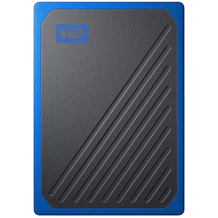 WD 500GB My Passport Go - Portable SSD, up to 400MB/s, 2-meter drop protection - Black w/ Cobalt trim