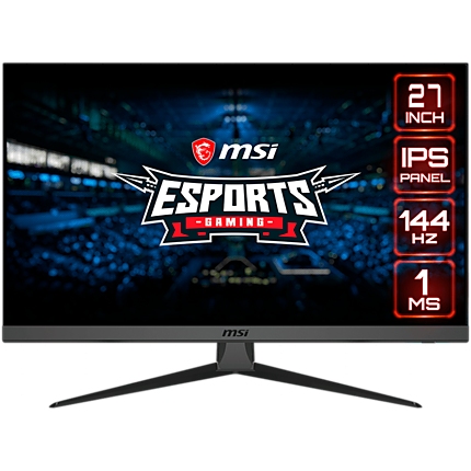 MSI Optix G272 Gaming Monitor, 27" 144Hz, FHD (1920x1080) 16:9, IPS Anti-glare, 1ms, 250nits, 1000:1, 178°/178°, Adaptive Sync, Adjustable Stand, 1x DP, 2x HDMI, 3Y Warranty