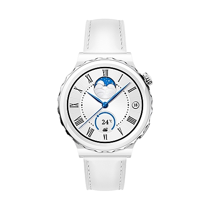 Huawei Watch GT 3 Pro 43mm, Frigga-B19V,  1.32", Amoled, 466x466, PPI 352, 4GB, Bluetooth 5.2, supports BLE/BR/EDR, 5ATM, Battery 292 maAh, White Leather Strap