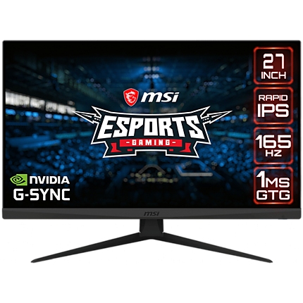 MSI Optix G273QF Gaming Monitor, 27" 165Hz, WQHD (2560 x 1440) 16:9, Rapid IPS Anti-glare, 1ms, 300nits, 1000:1, 178°/178°, G-sync Compatible, Night Vision, Adjustable Stand, 1x DP, 2x HDMI, 1x Earphone out, 3Y Warranty