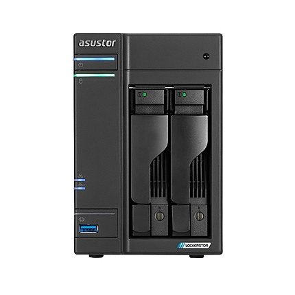 Asustor Lockerstor AS6702T, 2 Bay NAS, Intel Jasper Lake 4C 2.0 GHz, 4GB DDR4 SODIMM, M.2 NVMe x4 slots (Diskless), USB 3.2 Gen 2x2, Dual 2.5GbE Ports, WOW (Wake on WAN), AES-NI hardware encryption, MyArchive (support btrfs and snapshot), SSD Caching