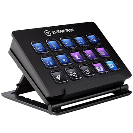 Elgato Stream Deck, 15 LCD keys, One-touch tactile operation, Elgato Game Capture, OBS, Twitch, Twitter, TipeeeStream, XSplit, YouTube, Mixer, and more, Automated alerts, Onscreen Antics w/ GIFs & others, Unique Key Configurations, Automated Plugins