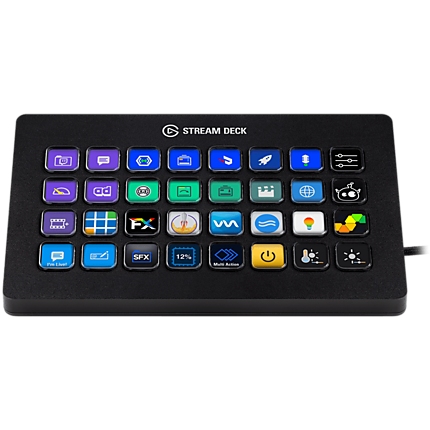 Elgato Stream Deck XL, Studio-Level Control, Time-Saving Integrations, expanded 8x4 grid w/32 LCD keys, Non-Slip Magnetic, Elgato Capture, OBS, Streamlabs, Twitch, YouTube, Twitter, Mixer, Spotify, Philips Hue, NVIDIA, Premiere Pro Icon Pack