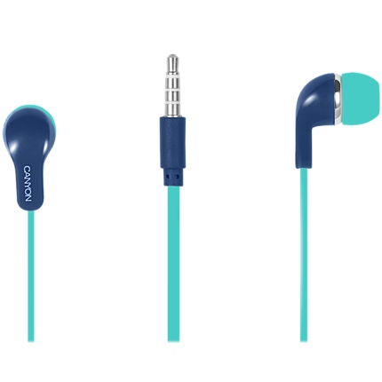 CANYON Stereo Earphones with inline microphone, Green+Blue