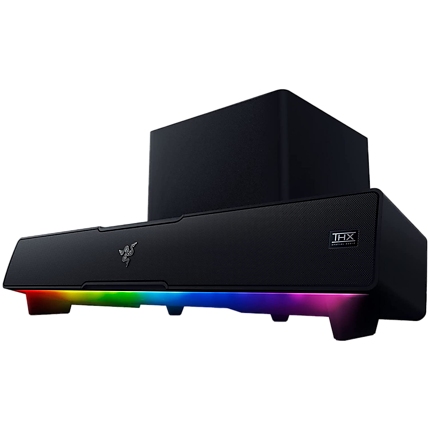 Razer Leviathan V2, PC Gaming Soundbar with Subwoofer,Full Range Drivers: 2 x 2.0 x 4.0" / 48 x 95 mm,Bluetooth 5.2 (60ms low latency),Tweeter Drivers: 2 x 0.75" / 20 mm, USB Audio Input to PC,Razer Chroma™ RGB,Razer Audio app