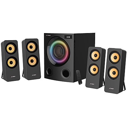 Multimedia Speakers F&D F7700X 4.1 (Subwoofer driver: 5.25”*2pcs / Satellite driver: 2.5”*8pcs) BT 5.0/AUX/FM/USB/OPTICAL, Remote control, LED Display, Multicolor LED Lighting, 80W