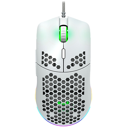 CANYON,Gaming Mouse with 7 programmable buttons, Pixart 3519 optical sensor, 4 levels of DPI and up to 4200, 5 million times key life, 1.65m Ultraweave cable, UPE feet and colorful RGB lights, White, size:128.5x67x37.5mm, 105g