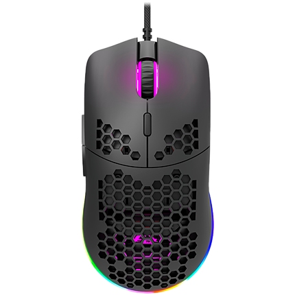 CANYON,Gaming Mouse with 7 programmable buttons, Pixart 3519 optical sensor, 4 levels of DPI and up to 4200, 5 million times key life, 1.65m Ultraweave cable, UPE feet and colorful RGB lights, Black, size:128.5x67x37.5mm, 105g