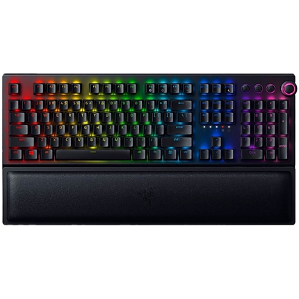 Razer BlackWidow V3 Pro, Green Mechanical Switch, US Layout, 2.4 Ghz Wireless and Bluetooth connection, Razer Chroma RGB, Hybrid onboard storage – up to 5 profiles, Dedicated Media Controls, Doubleshot ABS keycaps