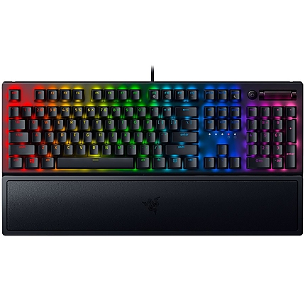 Razer BlackWidow V3, Green Mechanical Switch, US Layout, Tactile and Clicky, Full size, Razer Chroma™ backlighting with 16.8 million customizable color options, Wrist rest, 80 million keystroke lifespan,Multi-function digital roller, Aluminum const