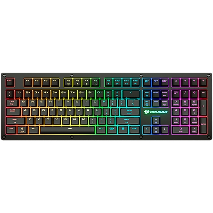 COUGAR PURI RGB Red Switches Mechanical Gaming Keyboard,N-key rollover(USB mode support),Key Backlight White LED,1000Hz/1ms Polling rate,Steel/Plastic,Magnetic Protective cover,1.8m Braided Cable Length,Detachable Cable