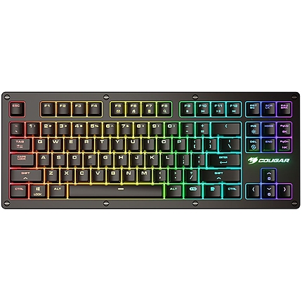 COUGAR PURI TKL RGB Red Switches Mechanical Gaming Keyboard,N-key rollover(USB mode support),Key Backlight White LED,1000Hz/1ms Polling rate,Steel/Plastic,Magnetic Protective Cover,1.8m Braided Cable Length,Detachable Cable,CM system