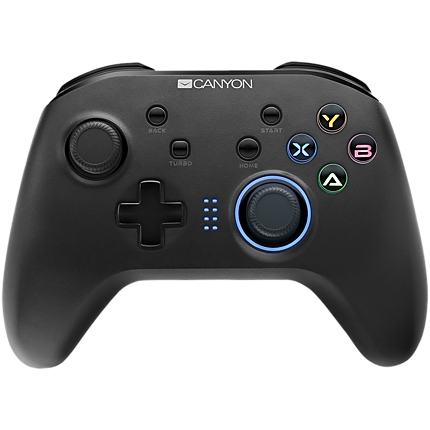 CANYON GP-W3 2.4G Wireless Controller with built-in 600mah battery, 1M Type-C charging cable ,6 axis motion sensor support nintendo switch ,android,PC X-input/D-input,ps3,normal size dongle,black