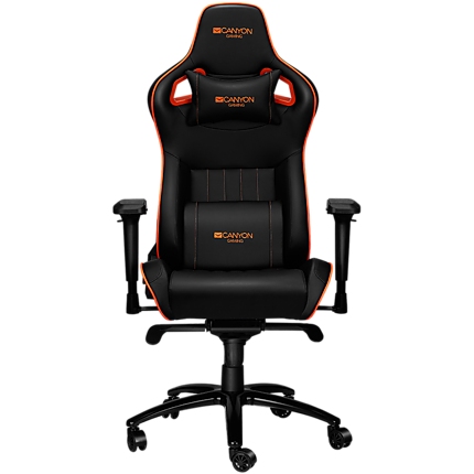 CANYON Corax GС-5 Gaming chair, PU leather, Cold molded foam, Metal Frame , Frog mechanism, 90-165 dgree, 4D armrest, Tilt Lock, Class 4 gas lift, metal 5 Stars Base, 60mm PU caster,black+Orange.