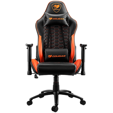 COUGAR OUTRIDER - Orange, Gaming Chair, Premium PVC Leather, Head and Lumbar Pillow, High Density Shaping Foam, Continuous 180Вє Reclining, Adjustable Tilting Resistancer, 2 Direction Adjustable armrest, Full Steel Frame, Class 4 Gas Lift Cylinder