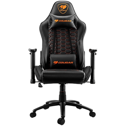 COUGAR OUTRIDER - Black, Gaming Chair, Premium PVC Leather, Head and Lumbar Pillow, High Density Shaping Foam, Continuous 180Вє Reclining, Adjustable Tilting Resistancer, 2 Direction Adjustable armrest, Full Steel Frame, Class 4 Gas Lift Cylinder