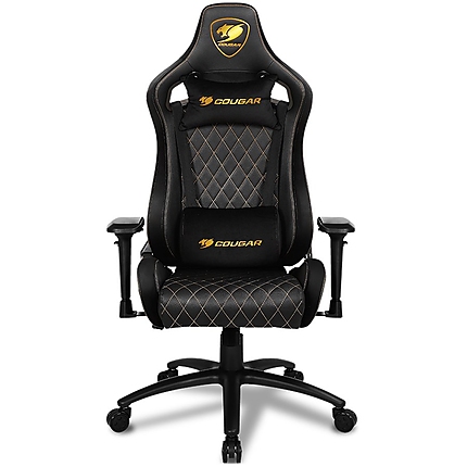 COUGAR Armor S ROYAL Gaming Chair, Full Steel Frame, 4D adjustable arm rest, Gas lift height adjustable, 180Вє seat back adjustable, Head and Lumbar Pillow, High density mold shaping foam, Premium PVC leather,Weight Capacity-120kg,Product Weight-21kg