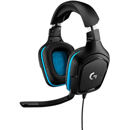 LOGITECH G432 Wired Gaming Headset 7.1 - LEATHERETTE - BLACK/BLUE - USB