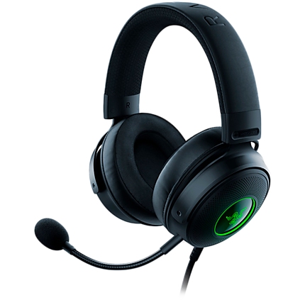 Razer Kraken V3 HyperSense, Gaming Headset, TriForce Titanium 50mm Drivers, Razer HyperSense Haptic Technology, THX Spatial Audio, Oval Ear Cushions, Detachable HyperClear Cardioid, USB-A, On-earcup audio controls