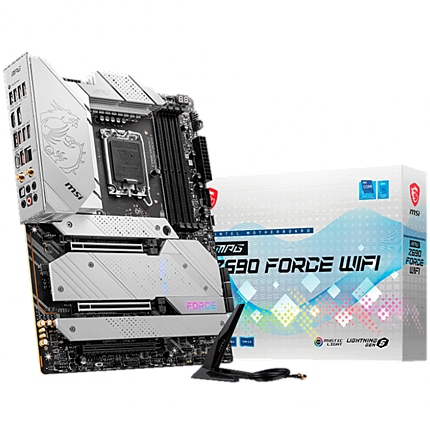 MSI MPG Z690 FORCE WIFI WHITE, ATX, Socket 1700, Dual Channel DDR5 6666(OC)MHz, 3x PCIe x16 slots, 5x M.2 slots, 1x HDMI, 1x DP, 1x USB3.2 Gen2x2, 5x USB 3.2 Gen 2, 4x USB 2.0, Type-C, 7.1 HD Audio, 2.5Gbps LAN, WI-FI 6E, BT, 3Y