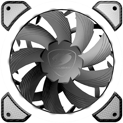 COUGAR Vortex FW 120 White LED, Cooling fan, Hydraulic Bearing, Speed 1200 R.P.M, Air Flow 36.72 CFM 62.36 m3/h, Dimensions 120 x 120 x 25mm