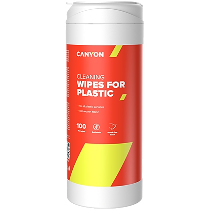 CANYON Plastic Cleaning Wipes, Non-woven wipes impregnated with a special cleaning composition, with antistatic and disinfectant effects, 100 wipes, 80x80x186mm, 0.258kg